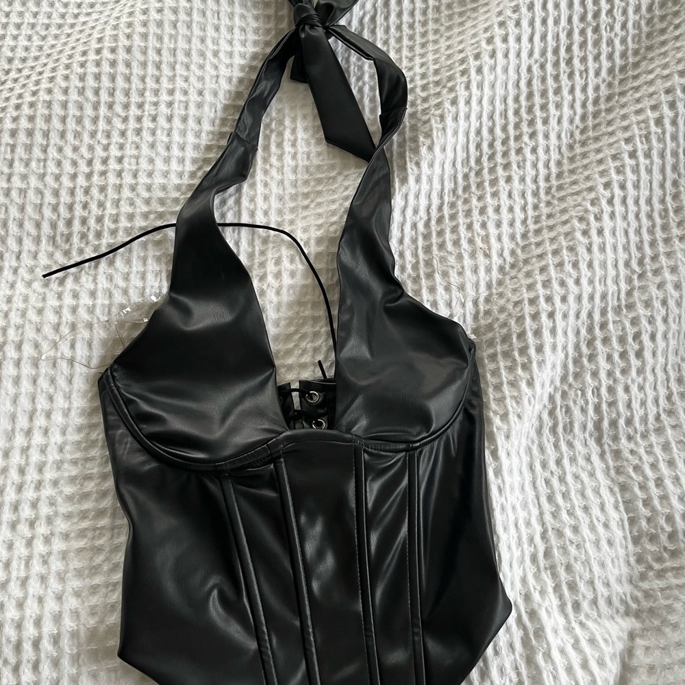 Black Halter Corset Top